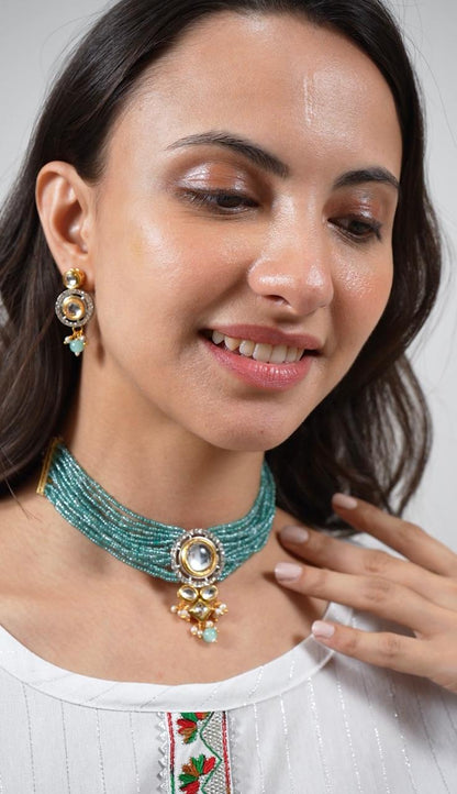 Sunirav Gold-Plated Stone Beaded Choker Set Combo