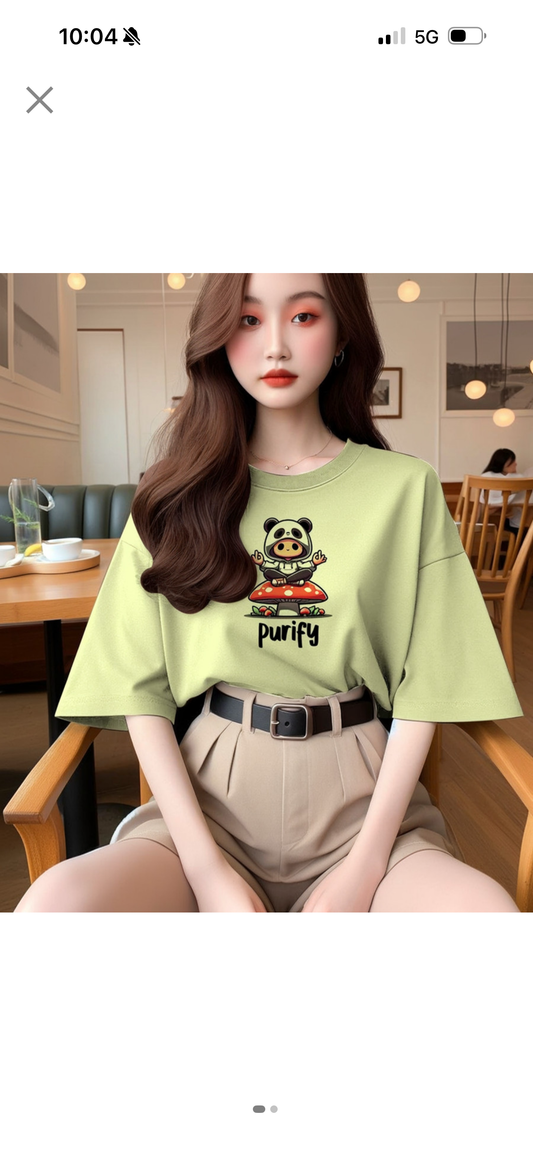 Pista green printed cotton t shirt