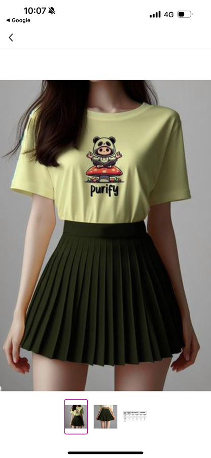 Pista green printed cotton t shirt