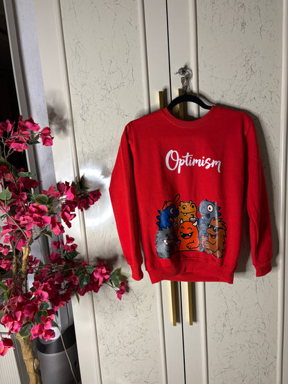 Premium red optimism graphic women sweatshirt