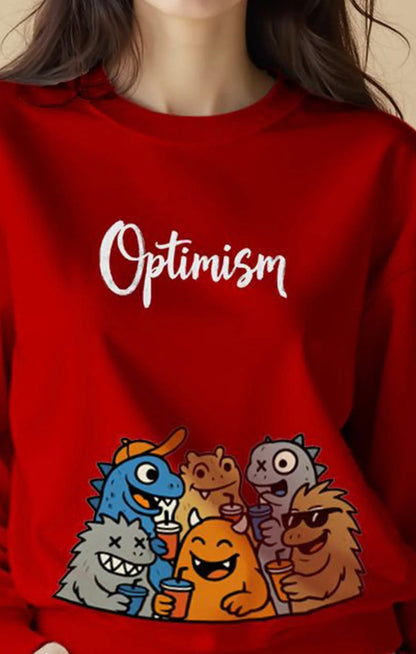 Premium red optimism graphic women sweatshirt