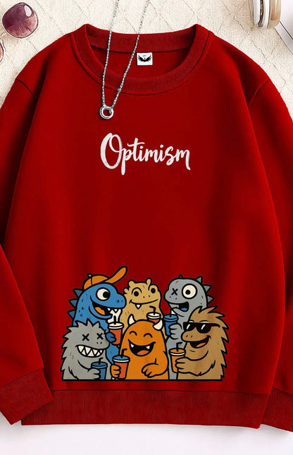 Premium red optimism graphic women sweatshirt