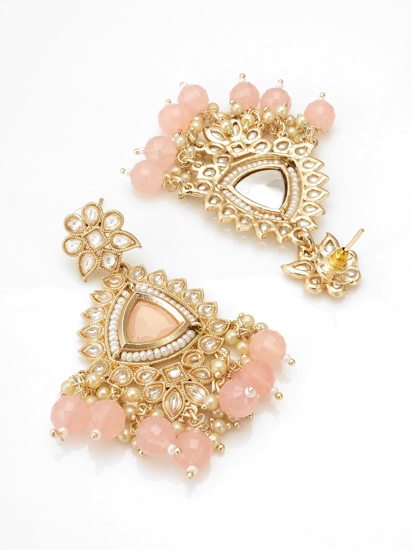 Partywear gold plated alloy earring with pearl detailing