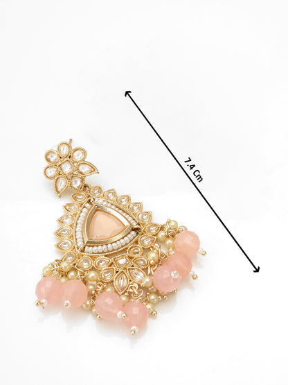 Partywear gold plated alloy earring with pearl detailing