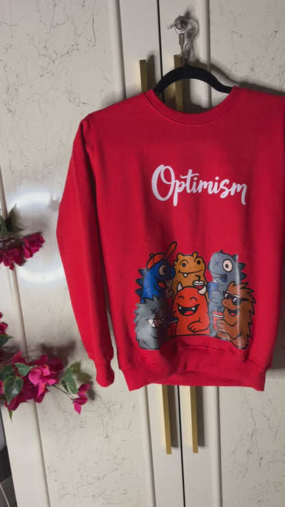 Premium red optimism graphic women sweatshirt